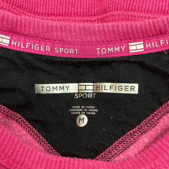 Tommy Hilfiger Sport Womens Logo Hot Pink Sweatshirt with Thumb Holes Size‎ M - Picture 4 of 5